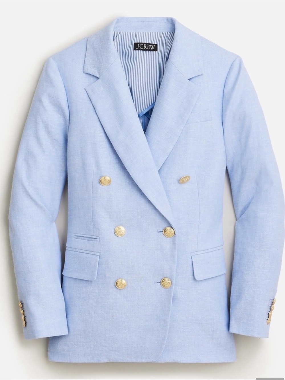 NWT J. Crew Bristol Double-Breasted Light Blue Blazer. Size 0